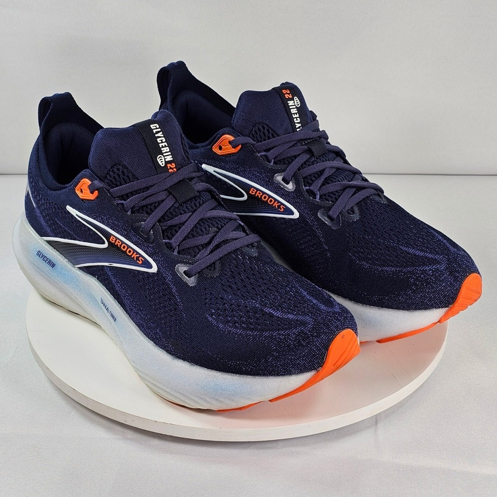 Brooks Glycerin 22 Mens Running Shoes Navy Blue Orange 1104451D494 Size 10